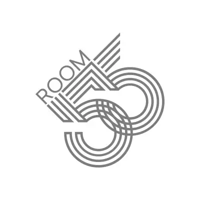 Abstract geometric logo featuring the text 'ROOM 5' integrated into overlapping circular and triangular line work.