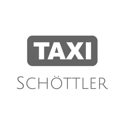 Taxi Schöttler logo: a grey rounded-rectangle badge with white 'TAXI' above the light, spaced 'SCHÖTTLER' text.